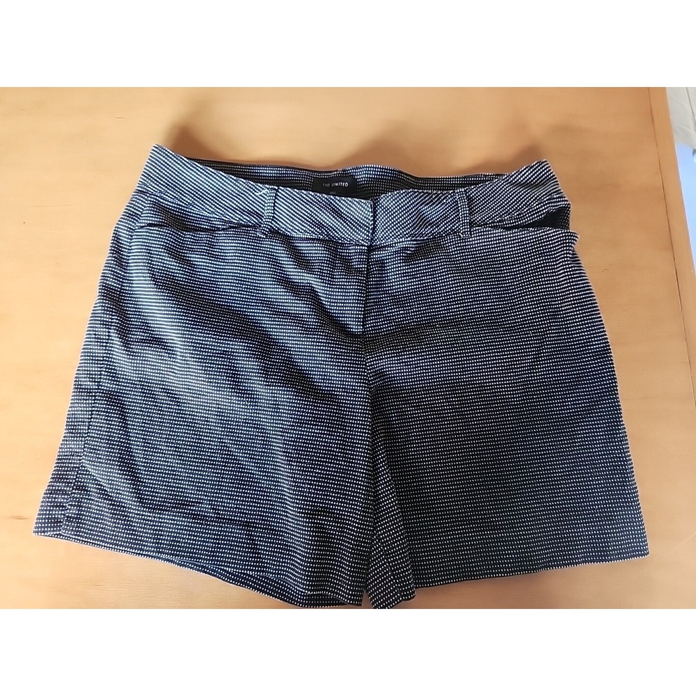 The Limited Women's Shorts Size 16‎ Black Polka Dot Chino Flat Front Cotton